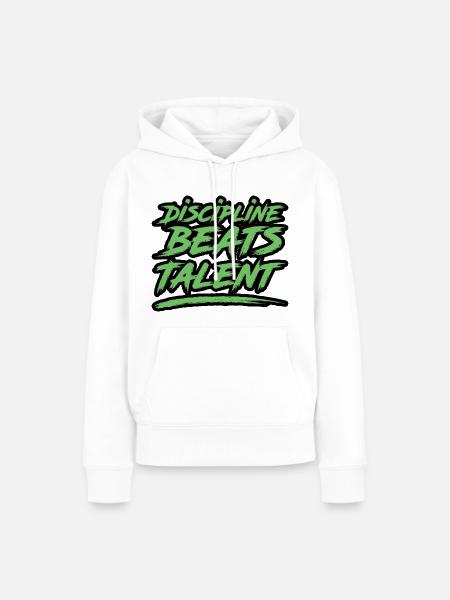 Discipline Beats Talent - Frauen Premium Bio Hoodie - Weiß