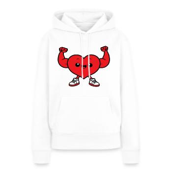 petit cœur musclé chibi mignon - Sweat à capuche Premium bio Femme - blanc - Devant - Julia (174cm)