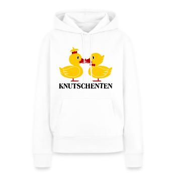 Die KnutschEnten (Enten) Spruch - Frauen Premium Bio Hoodie - Weiß - Vorne - Julia (174cm)