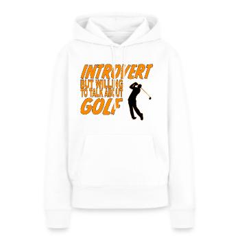 Discours introverti sur le golf - Sweat à capuche Premium bio Femme - blanc - Devant - Julia (174cm)