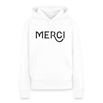Merci! - Merci en français - Sweat à capuche Premium bio Femme - blanc - Devant - Julia (174cm)