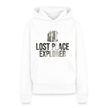 Explorateur des lieux perdus / Urbexer / Lieux abandonnés - Sweat à capuche Premium bio Femme - blanc - Devant - Julia (174cm)