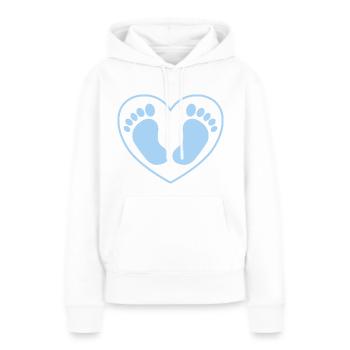Bébé pieds pieds coeur bleu - Sweat à capuche Premium bio Femme - blanc - Devant - Julia (174cm)