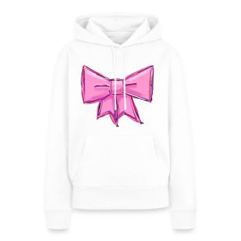 rosa Schleife Geschenkband gezeichnet Stilvoll - Frauen Premium Bio Hoodie - Weiß - Vorne - Julia (174cm)