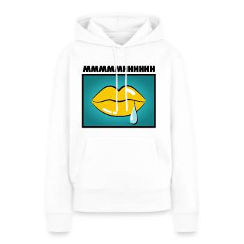 Lèvres - Sweat à capuche Premium bio Femme - blanc - Devant - Julia (174cm)