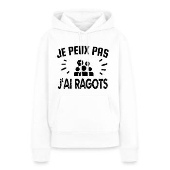 je peux pas j'ai ragots - Sweat à capuche Premium bio Femme - blanc - Devant - Julia (174cm)
