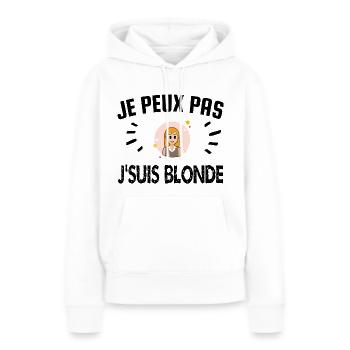 je peux pas je suis blonde - Sweat à capuche Premium bio Femme - blanc - Devant - Julia (174cm)