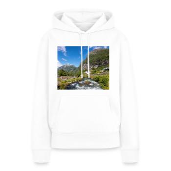 Geiranger panorama Storseterfossen Norwegen - Frauen Premium Bio Hoodie - Weiß - Vorne - Julia (174cm)