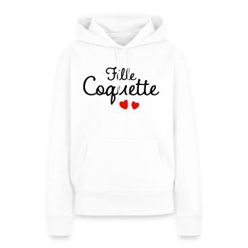 Femme Coquette Humour Mot Affectueux Couple - Sweat à capuche Premium bio Femme - blanc - Devant - Julia (174cm)