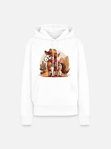 Pferde-Abenteurer - Frauen Premium Bio Hoodie - Weiß