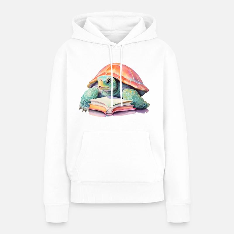 Conception d’aquarelle tortue - Sweat à capuche Premium bio Femme - blanc