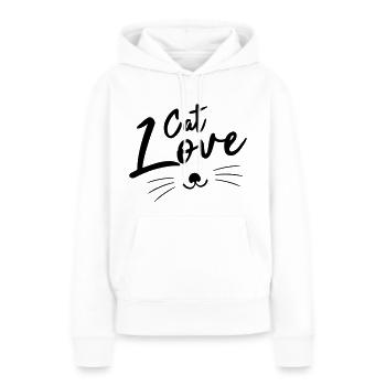 Amour de chat minimaliste - Sweat à capuche Premium bio Femme - blanc - Devant - Julia (174cm)