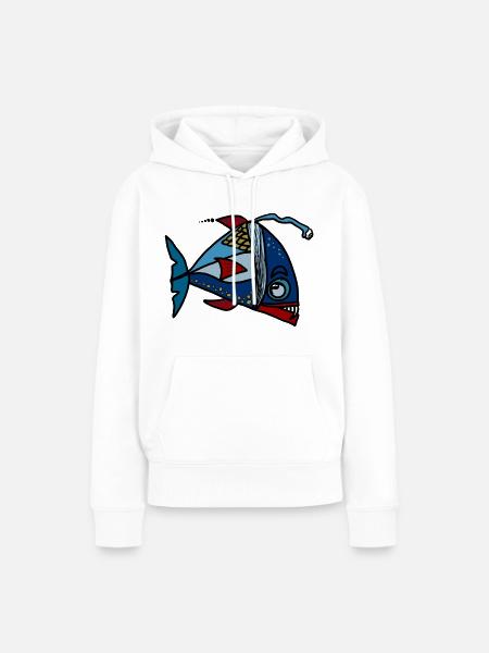 Fisch - Frauen Premium Bio Hoodie - Weiß
