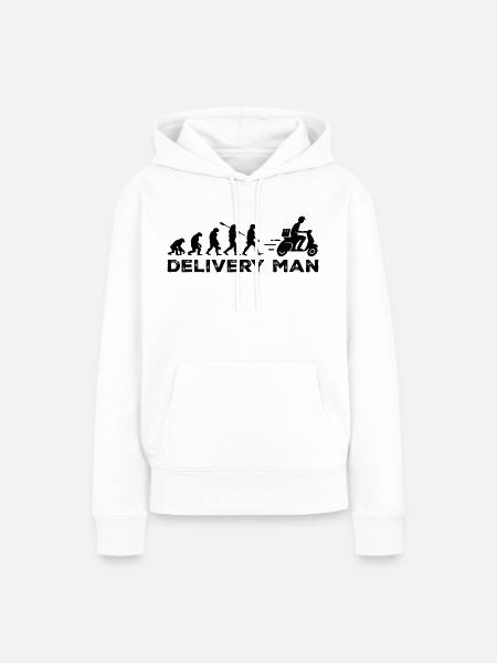 Die Entwicklung des Zustellers - Frauen Premium Bio Hoodie - Weiß