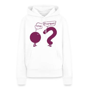 stop.. pourquoi ? - Sweat à capuche Premium bio Femme - blanc - Devant - Julia (174cm)