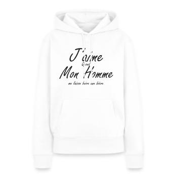 J'aime quand mon homme me laisse boire une bière - Sweat à capuche Premium bio Femme - blanc - Devant - Julia (174cm)