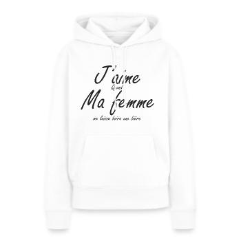 J'aime quand ma femme me laisse boire une bière - Sweat à capuche Premium bio Femme - blanc - Devant - Julia (174cm)