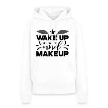 Réveil et maquillage - Sweat à capuche Premium bio Femme - blanc - Devant - Julia (174cm)