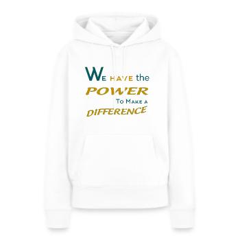 POUVOIR pour faire la différence - Sweat à capuche Premium bio Femme - blanc - Devant - Julia (174cm)