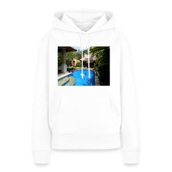 Villa avec piscine privée à Bali - Sweat à capuche Premium bio Femme - blanc - Devant - Julia (174cm)