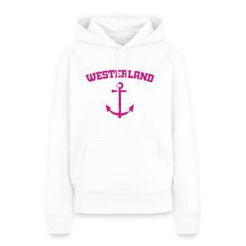 Westerland - Sylt - Nordsee - Anker - Möwe - Insel - Frauen Premium Bio Hoodie - Weiß - Vorne - Julia (174cm)