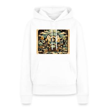 Retombées rétro - Sweat à capuche Premium bio Femme - blanc - Devant - Julia (174cm)