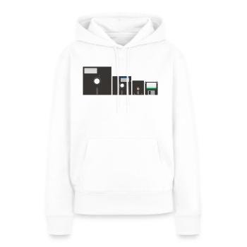 Jeu de disquettes (2) - Sweat à capuche Premium bio Femme - blanc - Devant - Julia (174cm)