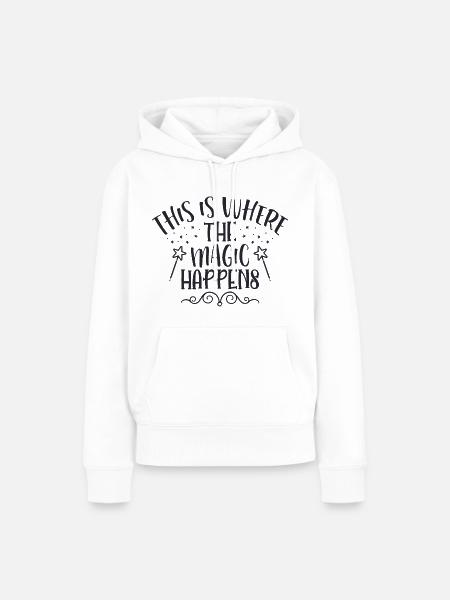 Hier ist die Magie - Frauen Premium Bio Hoodie - Weiß