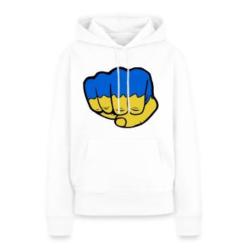 Ukraine Drapeau Faust - Sweat à capuche Premium bio Femme - blanc - Devant - Julia (174cm)