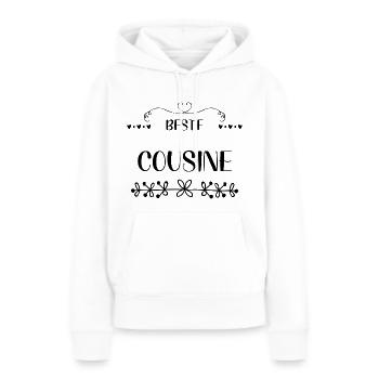 Beste Cousine Herzen & Blüten - Frauen Premium Bio Hoodie - Weiß - Vorne - Julia (174cm)