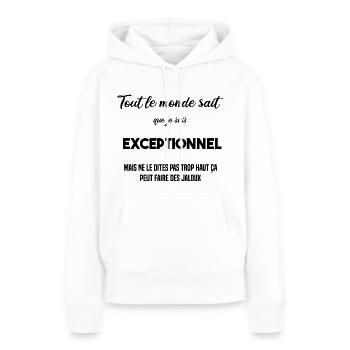"Produit exceptionnel" - Sweat à capuche Premium bio Femme - blanc - Devant - Julia (174cm)