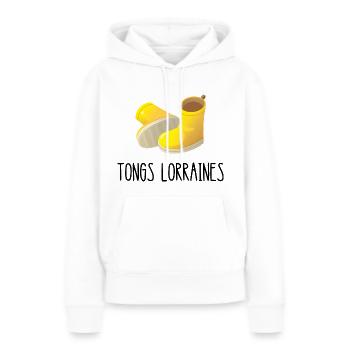 tongs lorraines - Sweat à capuche Premium bio Femme - blanc - Devant - Julia (174cm)