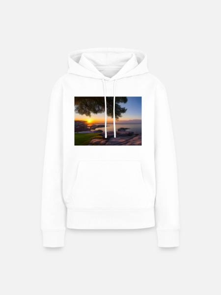 Sonnenuntergang - Die Stille am Meer - Frauen Premium Bio Hoodie - Weiß