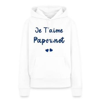 je t'aime papounet - Sweat à capuche Premium bio Femme - blanc - Devant - Julia (174cm)