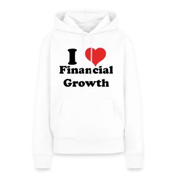 J’aime la croissance financière - Sweat à capuche Premium bio Femme - blanc - Devant - Julia (174cm)