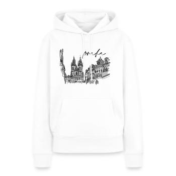 Prag - Frauen Premium Bio Hoodie - Weiß - Vorne - Julia (174cm)