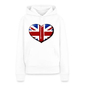 union jack heart - Sweat à capuche Premium bio Femme - blanc - Devant - Julia (174cm)