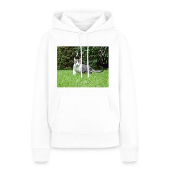 Neugieriges Kätzchen - Frauen Premium Bio Hoodie - Weiß - Vorne - Julia (174cm)