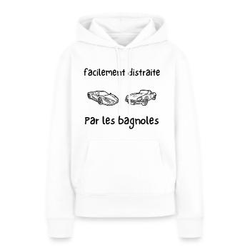facilement distraite par les bagnoles - Sweat à capuche Premium bio Femme - blanc - Devant - Julia (174cm)