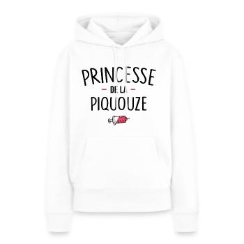 Princesse de la piquouze - Cadeau infirmière - Sweat à capuche Premium bio Femme - blanc - Devant - Julia (174cm)