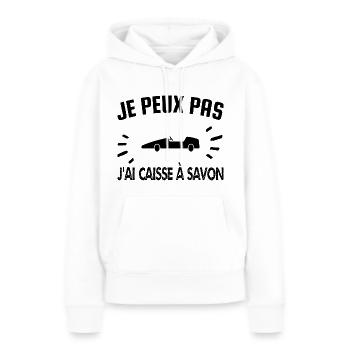 je peux pas j'ai caisse à savon - Sweat à capuche Premium bio Femme - blanc - Devant - Julia (174cm)
