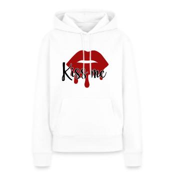 Kiss me - Frauen Premium Bio Hoodie - Weiß - Vorne - Julia (174cm)