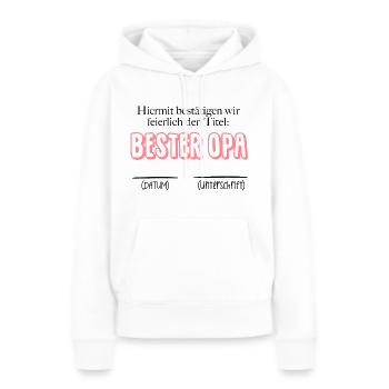 Bestätigung Bester OPA - Datum & Unterschrift - Frauen Premium Bio Hoodie - Weiß - Vorne - Julia (174cm)