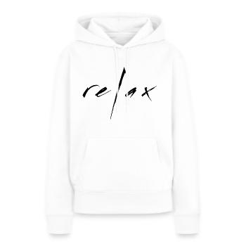 Relax - Sweat à capuche Premium bio Femme - blanc - Devant - Julia (174cm)