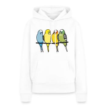 Wellensittich, Wellensittiche auf einer Stange - Frauen Premium Bio Hoodie - Weiß - Vorne - Julia (174cm)
