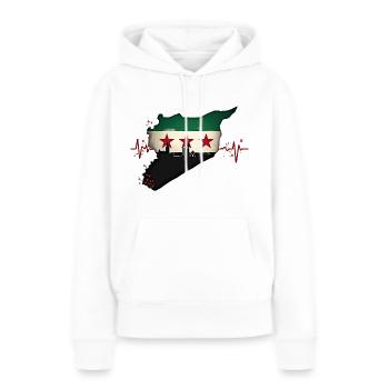 Drapeau Syrie - Centre de table - Sweat à capuche Premium bio Femme - blanc - Devant - Julia (174cm)