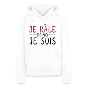 je râle donc je suis - Sweat à capuche Premium bio Femme - blanc - Devant - Julia (174cm)