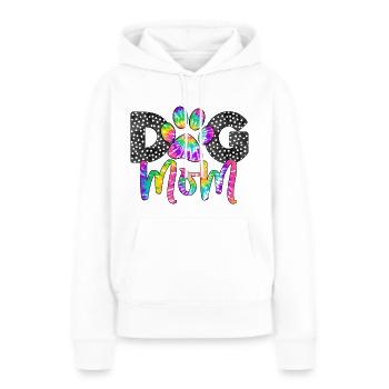 Maman de chien - Sweat à capuche Premium bio Femme - blanc - Devant - Julia (174cm)