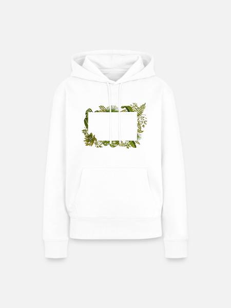 Aquarell Laub Rahmen - Frauen Premium Bio Hoodie - Weiß