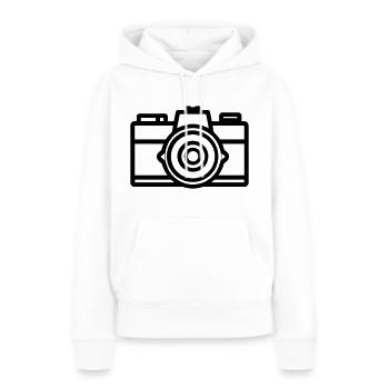 Appareil photo - Sweat à capuche Premium bio Femme - blanc - Devant - Julia (174cm)